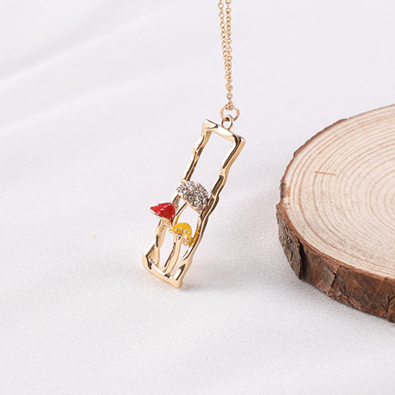 Wholesale Drip Oil Diamond Mushroom Necklace Collar Chain